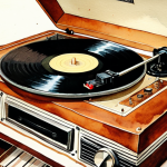 **

Analog circuit watercolor painting, capturing natural sound, LP record player, warm and rich tones, subtle imperfections, reminiscent of childhood memories, vintage aesthetic.

**