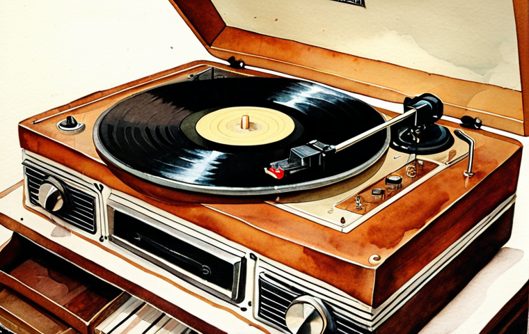 **
Analog circuit watercolor painting, capturing natural sound, LP record player, warm and rich tones, subtle imperfections, reminiscent of childhood memories, vintage aesthetic.
**